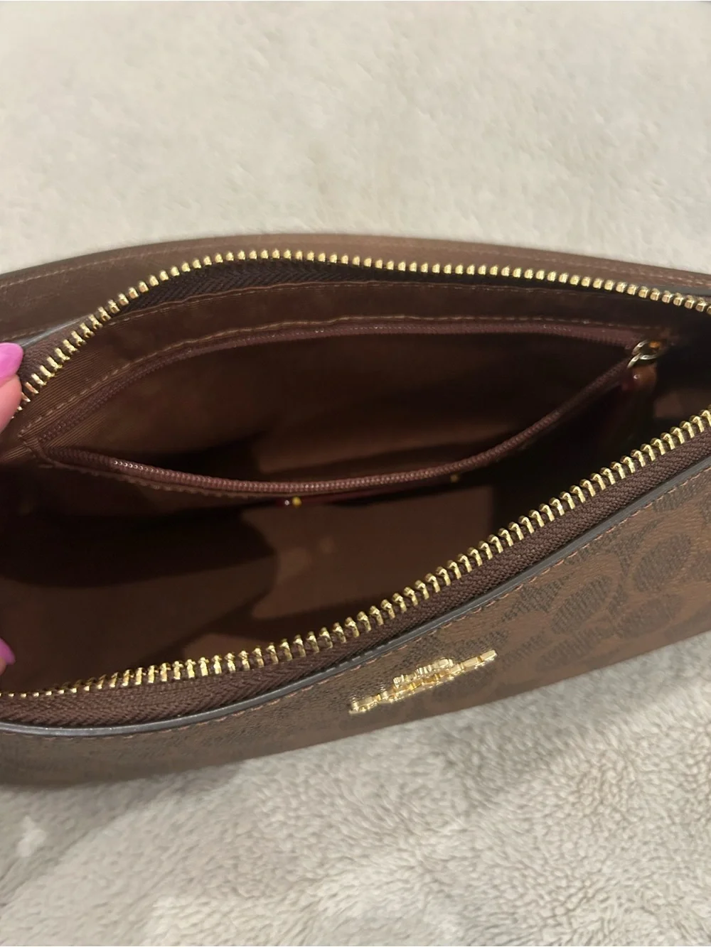 COACH Charlotte Gold/Bronze Signature Canvas Shoulder Bag